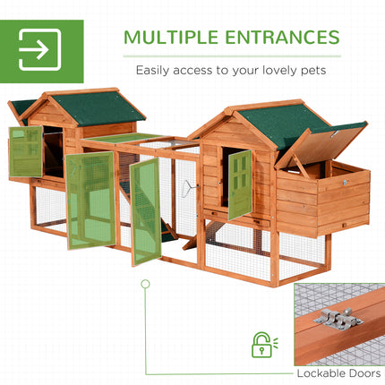 124" Dual Chicken Coop Large Chicken House Rabbit Hutch Hen Poultry Cage Backyard with Outdoor Ramps and Nesting Boxes - LITTLE PAW