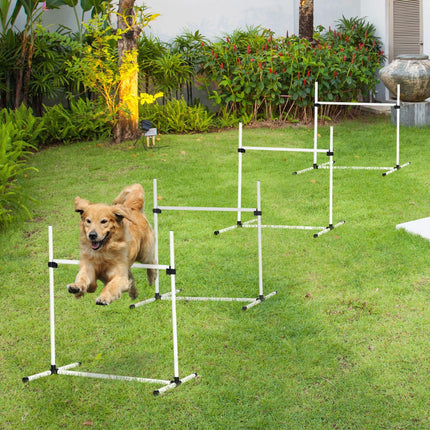 4 Piece Dog Agility Training Equipment for Dog Agility Course with Adjustable Height Jump Bars