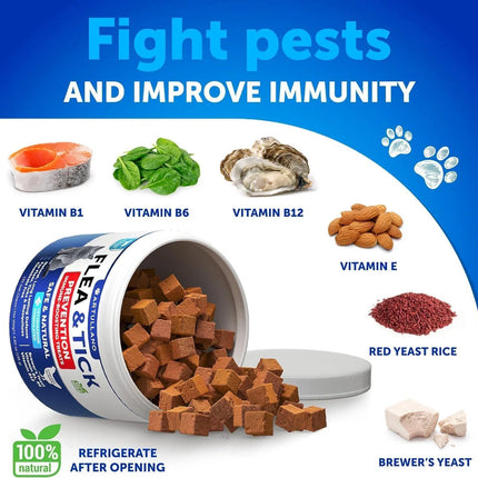 Flea Treatment For Cats Natural Flea And Tick Prevention Supplement For Cats Kittens Chewable Daily Oral Pills With Vitamins 135 Soft Chews Skin & Coat Dental Treats Digestion