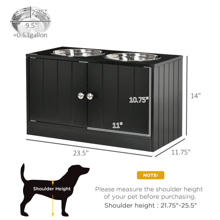Large Elevated Dog Bowls with Storage Cabinet Containing Large 44L Capacity