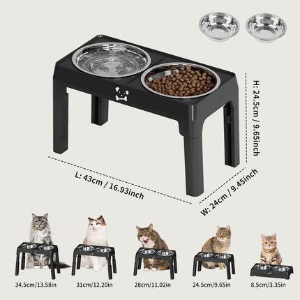 Height Adjustable Stainless Steel Buttons For Dogs - Anti-Slip Feeding Station For Small And Medium Dogs - Ergonomically Designed For Healthy Eating - Easily Cleanable Dog Drinking And Feeding Space
