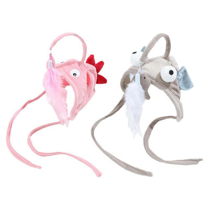 Cat Head Wearing Feather Stick