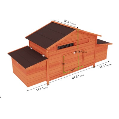 Large Wooden Chicken Coop Outdoor Hen House Poultry Cage For Outdoor With 2 Sides Nesting Boxes,2 Free-range Doors Leakproof Tray