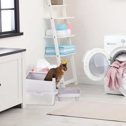 Stainless Steel Cat Litter Box With Lid, Extra Large Litter Pan With High Sides For Big Cats, Kitty Litter Box With Pedal Filter And Scoop, No Odor, Non-Sticky, Anti-Leakage, Easy Cleaning, Gray