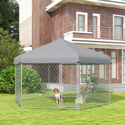 13.4' x 11.5' x 8.8' Dog Kennel Outdoor for Medium and Large-Sized Dogs with Waterproof UV Resistant Roof - LITTLE PAW