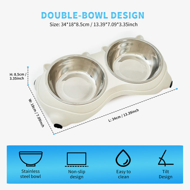 Double Stainless Steel Pet Bowl Set, Macaron Colors, Non-Slip Base And Easy To Clean For Cats And Dogs, Indoor And Outdoor Use
