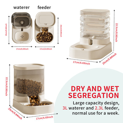 Separable Pet Food And Water Dispenser - Large Capacity Automatic Replenishment, Worry Free For Short-term Outdoor Meals