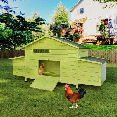 11.12 Ft Large Wooden Chicken Coop With 2 Free Range Doors 2 Nesting Boxes Perch Outdoor Hen House Poultry Cage - LITTLE PAW