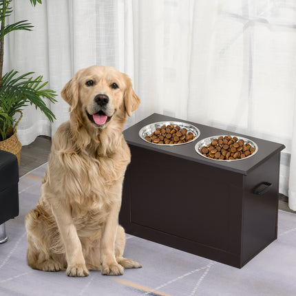Raised Pet Food Elevated Feeder with 2 Stainless Bowls