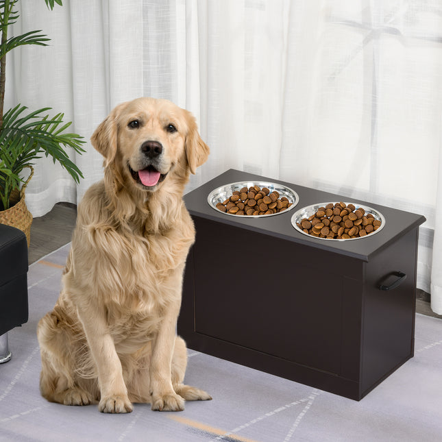 Raised Pet Food Elevated Feeder with 2 Stainless Bowls