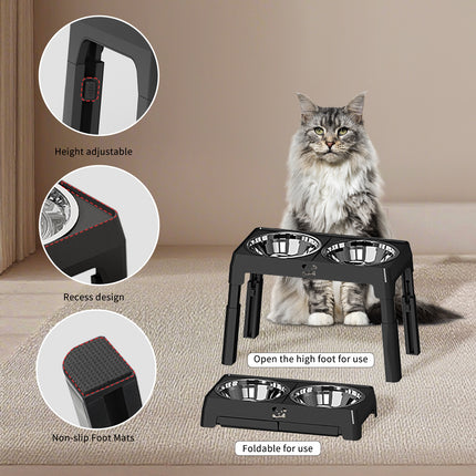 Height Adjustable Stainless Steel Buttons For Dogs - Anti-Slip Feeding Station For Small And Medium Dogs - Ergonomically Designed For Healthy Eating - Easily Cleanable Dog Drinking And Feeding Space