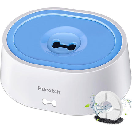 2L 70oz Spill-Proof Dog Slow Flow Drinking Bowl With Activated Carbon Filter