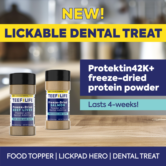 Lickable Dental Treat Powder - Prebiotic Dog and Cat Formula (Beef Liver or Salmon)