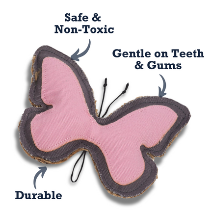Country Living Canvas & Jute Butterfly-Shaped Dog Chew Toy – Durable, Safe and Non-Toxic