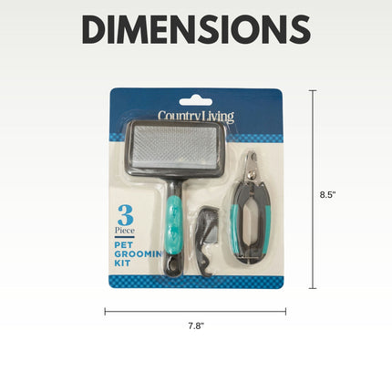 Country Living All-in-One 3-Piece Dog Grooming Kit for a Healthy and Well-Groomed Pet