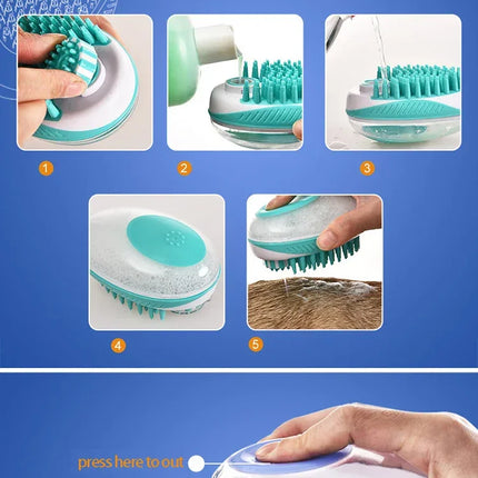 2-in-1 Pet Bath Brush – Soft Silicone Dog Cat Grooming & Massage Comb