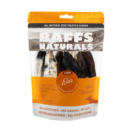 BAFFS NATURALS All-Natural Premium Lamb Ear Dog Chews – (3.5oz Bag)