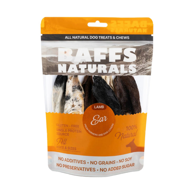 BAFFS NATURALS All-Natural Premium Lamb Ear Dog Chews – (3.5oz Bag)