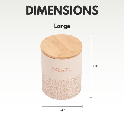 Country Living Dog Treat Canisters - Set of 2 Carbon Steel Jars with Bamboo Lids – White Swan