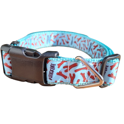 # Stick Life Light Blue Nylon Dog Collar MD, LG, XL, Leash, Martingale