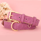 Pink leather dog collar / S