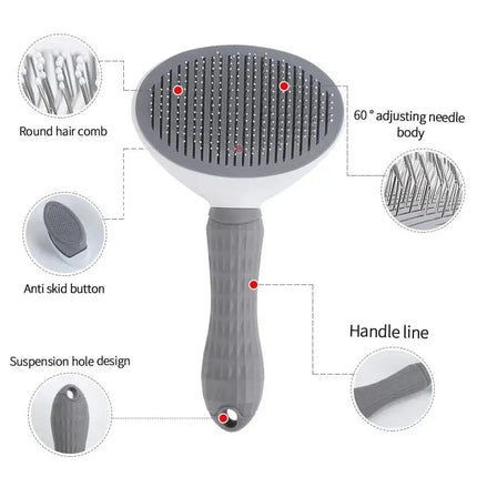 Self-Cleaning Pet Hair Remover Brush – Grooming Comb for Dogs & Cats