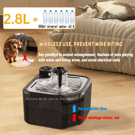 Wireless Automatic Cat Water Fountain 3600mAh 2800ML Pet Water Dispenser For Dog Cat Infrared Sensor Smart Pet Drinkier Fountain