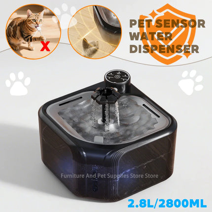 Wireless Automatic Cat Water Fountain 3600mAh 2800ML Pet Water Dispenser For Dog Cat Infrared Sensor Smart Pet Drinkier Fountain