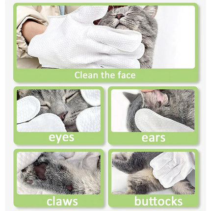 No-Rinse Cat Bath Wipes For Stress-Free Cleaning - 6Pcs