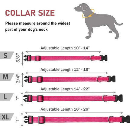 Reflective Adjustable Nylon Dog Collar Strap – Safety Traction Rope