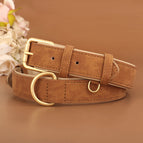 Brown leather dog collar / S