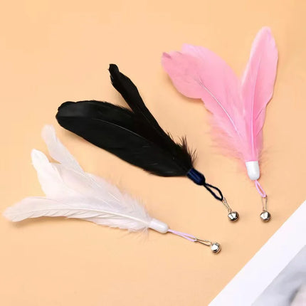 Interactive Cat Teaser Stick with Natural Feathers & Suction Cup