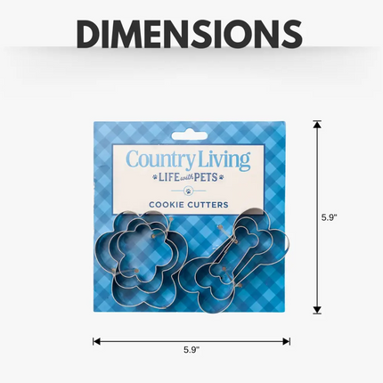 Country Living 6-Piece Stainless Steel Cookie Cutter Set (3 Paw-Shaped, 3 Bone-Shaped)