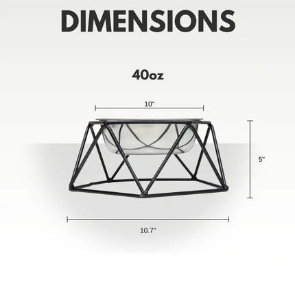 Country Living Elevated Single Dog Bowl Feeder – Geometric Design with Removable Stainless Steel Bowl