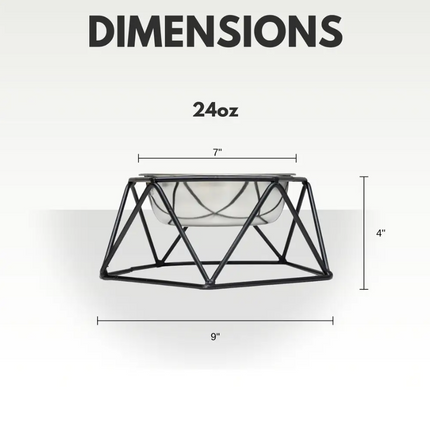 Country Living Elevated Single Dog Bowl Feeder – Geometric Design with Removable Stainless Steel Bowl
