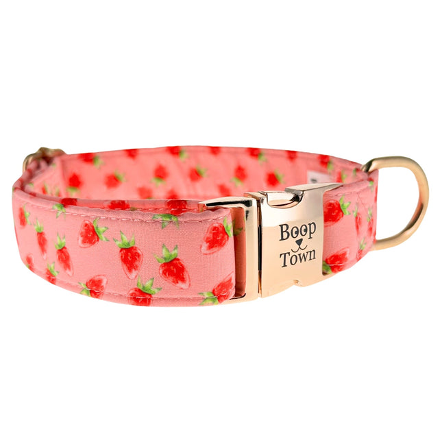 Boop Town Durable Soft Cotton Dog Collar With Nylon Core Quick Release Metal Buckle Adjustable for Girls Boys Small Medium Large Comfortable Pet Products Reduces Hair Matting Gold Tone Zinc Alloy Hardware