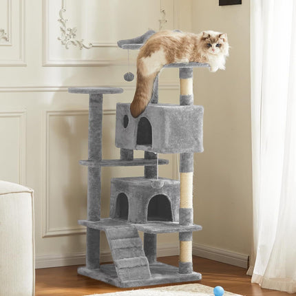 54 -Cat Tree Tower - Multi-level With Sisal Grab Post, Indoor Apartment With Ladder, Plush Toys, Rest And Play