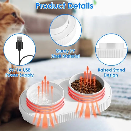 Heated Water Bowl For Dogs And Cats Ceramic Heated Pet Water Bowl Food Warmer USB Powered Thermal Pet Bowl Provide Fresh Non Freezing Drinkable Water In Winter