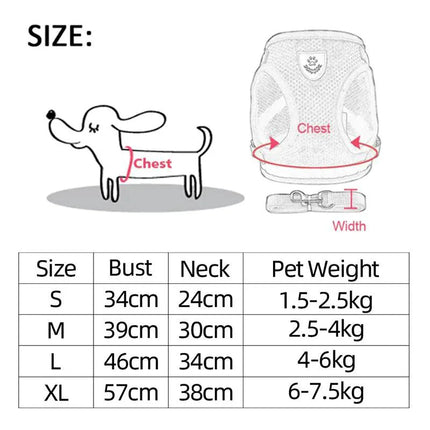 Adjustable Reflective Pet Harness with Leash