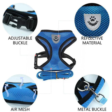Adjustable Reflective Pet Harness with Leash