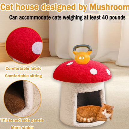 Extra Large Red Umbrella Mushroom Cat Bed, Scratch-resistant And Wear-resistant, Removable And Washable, Universal Pet Seat Bed For All Seasons, Pet Cat Bed, High-looking Mushroom Cat House