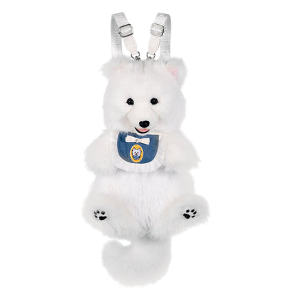 Fluffy Samoyed Backpack - Realistic White Cloud Cozy