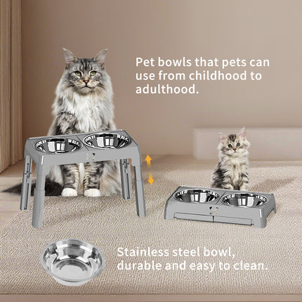 Height Adjustable Stainless Steel Buttons For Dogs - Anti-Slip Feeding Station For Small And Medium Dogs - Ergonomically Designed For Healthy Eating - Easily Cleanable Dog Drinking And Feeding Space