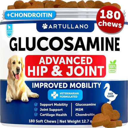 Glucosamine For Dogs Hip And Joint Supplement For Dogs With Arthritis Chews With Chondroitin Hemp Oil MSM Canine Joint Pain Relief Health Mobility Support For Large Breeds 120 Soft Treats