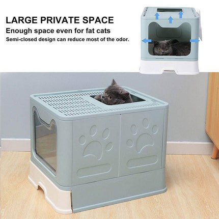 Cat Litter Box Front Entry Enclosed Extra Large Litter Box With Litter Catching Lid And Scoop For Big Cats Kitty