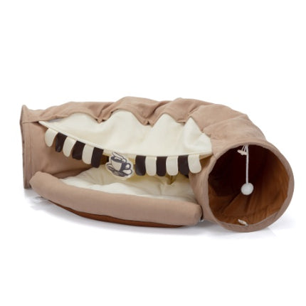 Cat's Telescopic Tunnel Cushioned Bed Pet Nest Teasing Balls Zipper Connection Feline Supplies