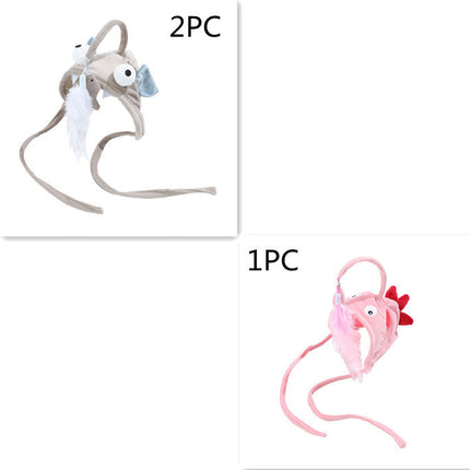 Cat Head Wearing Feather Stick