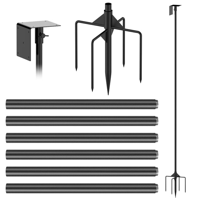 1 Set  79.92in Bird House Pole Kit Height Adjustable Bird Feeder Pole Mount Kit Heavy Duty Bird House Pole Set With 5 Prongs Base For Bird House Bird Feeder House Not Included