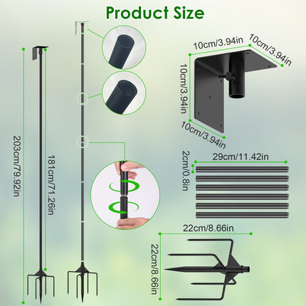 1 Set  79.92in Bird House Pole Kit Height Adjustable Bird Feeder Pole Mount Kit Heavy Duty Bird House Pole Set With 5 Prongs Base For Bird House Bird Feeder House Not Included