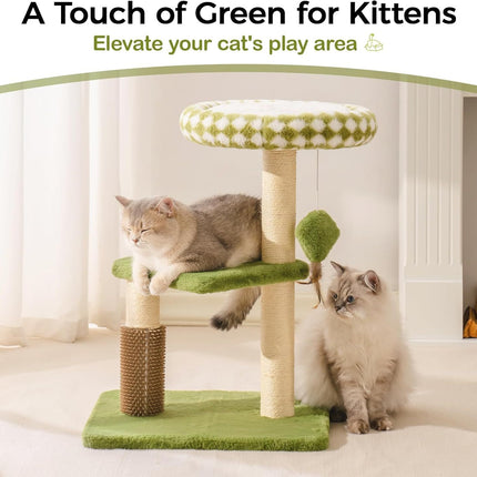 Mewoo Large Cat Tree Tower For Adult Cats - Multi-Level Scratching Post With Removable Perch & Interactive Toys, Indoor Cat Furniture For Kittens Green